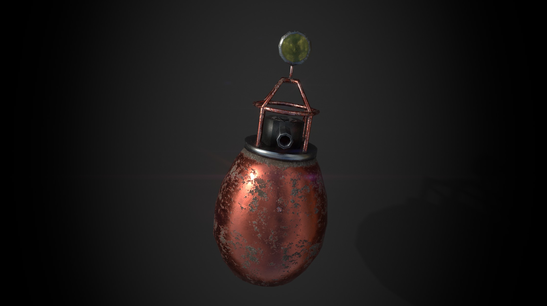 Copper plated turret with green alarm light
